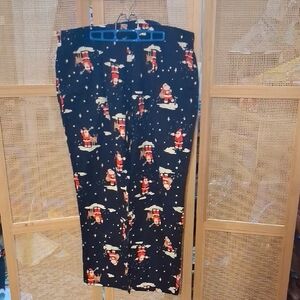 Old Navy Womens Christmas Lounge Pants Navy w/Santa Print Drawstring Waist NWT